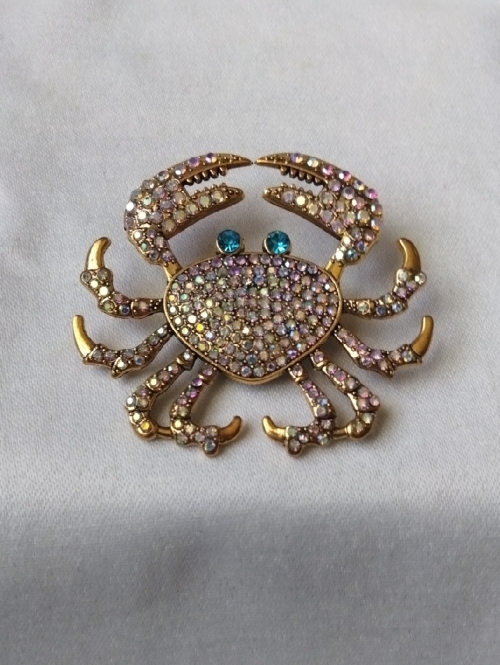 Crystal Crab Brooch Pin